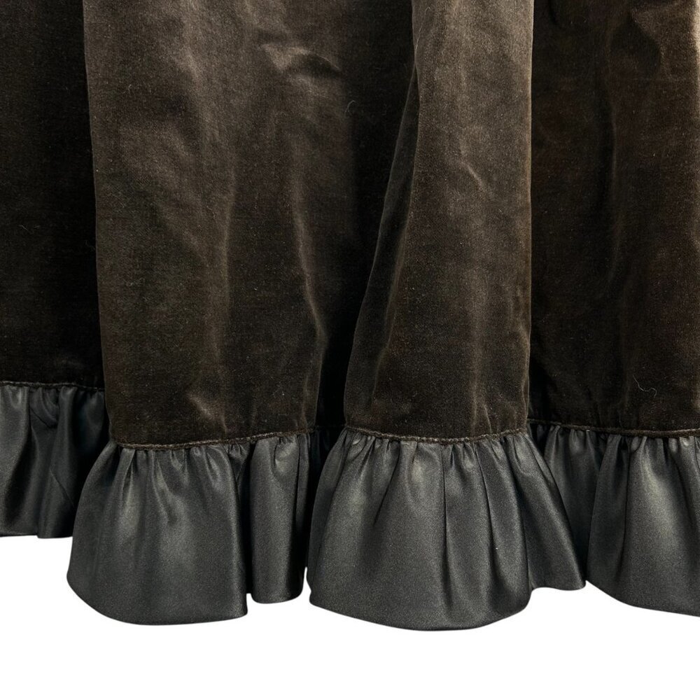 Vintage Panhandle Slim Skirt Velvet Satin Ruffle Western Maxi Boho Rodeo - Picture 4 of 7